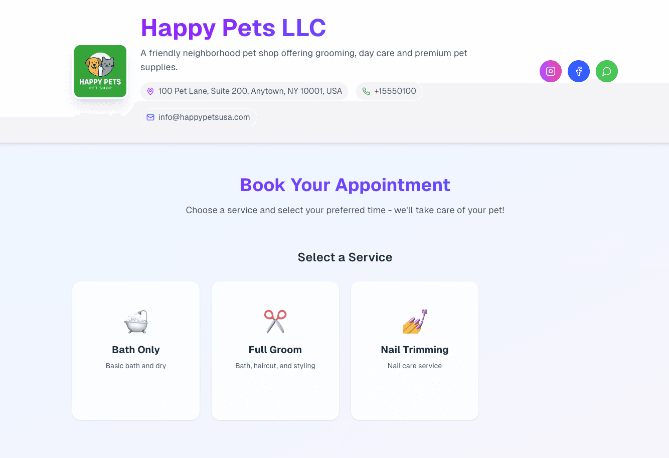 Your 24/7 Booking Page